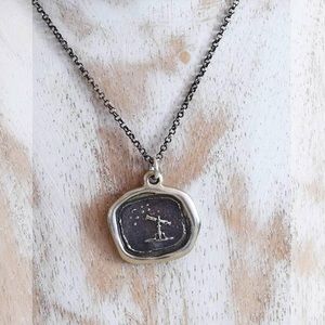 Plum & Posey Silver Wax Seal Pendant - Celestial Star Design